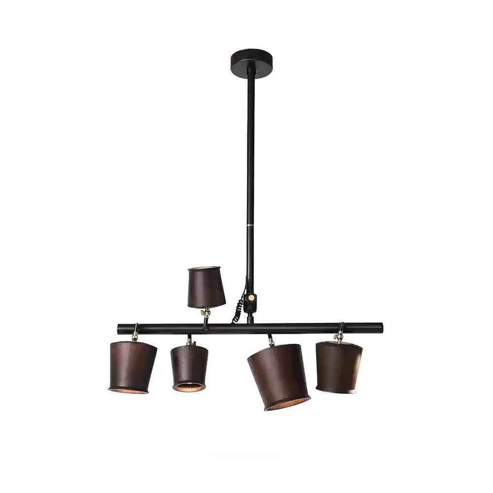 Avelira Rustic Wood Globe Linear Pendant Light - Image 11