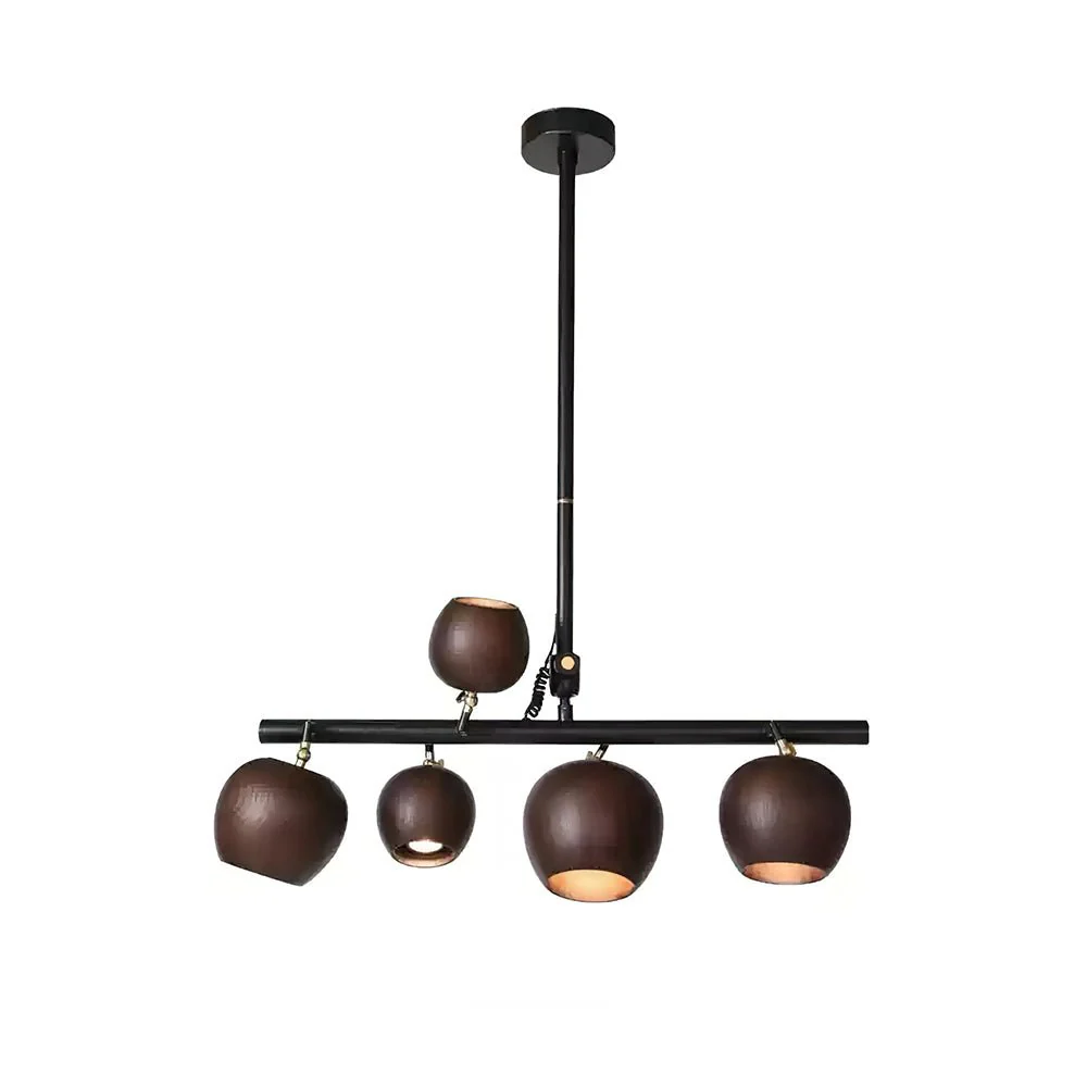 Avelira Rustic Wood Globe Linear Pendant Light - Image 12