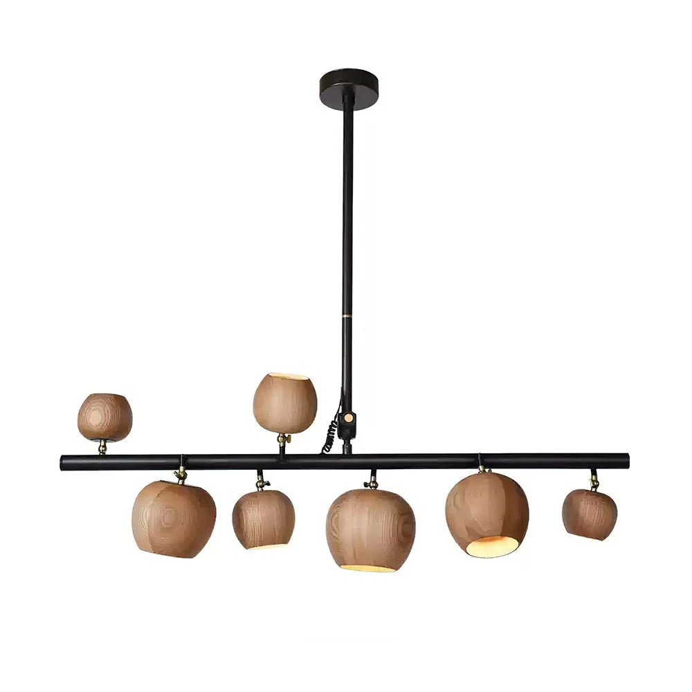 Avelira Rustic Wood Globe Linear Pendant Light - Image 15