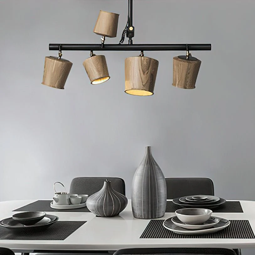 Avelira Rustic Wood Globe Linear Pendant Light - Image 16