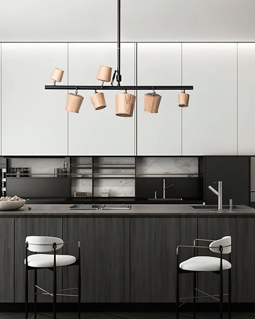 Avelira Rustic Wood Globe Linear Pendant Light - Image 19