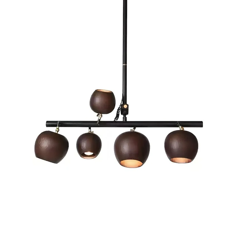 Avelira Rustic Wood Globe Linear Pendant Light - Image 2