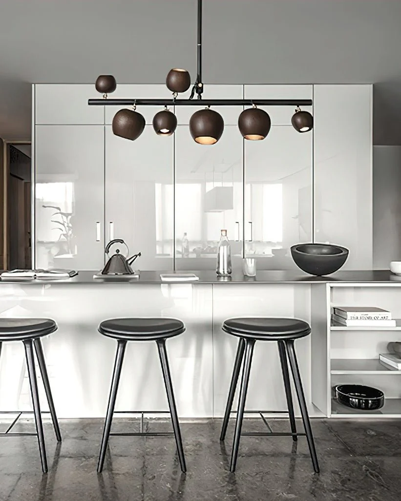 Avelira Rustic Wood Globe Linear Pendant Light - Image 25