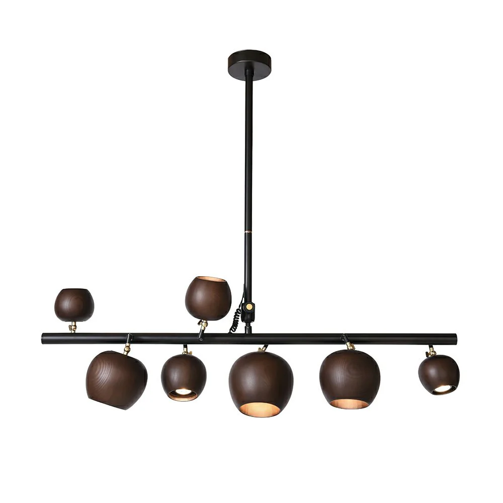 Avelira Rustic Wood Globe Linear Pendant Light - Image 26