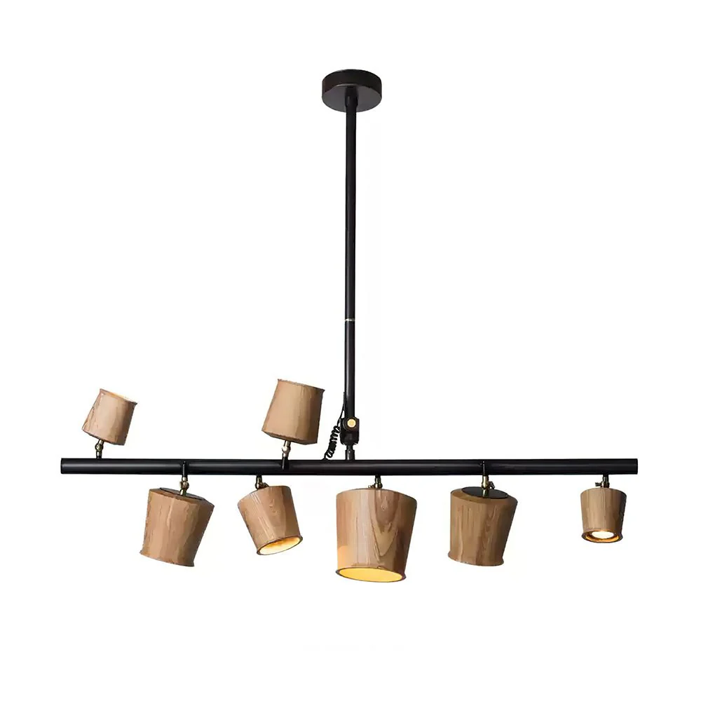 Avelira Rustic Wood Globe Linear Pendant Light - Image 29