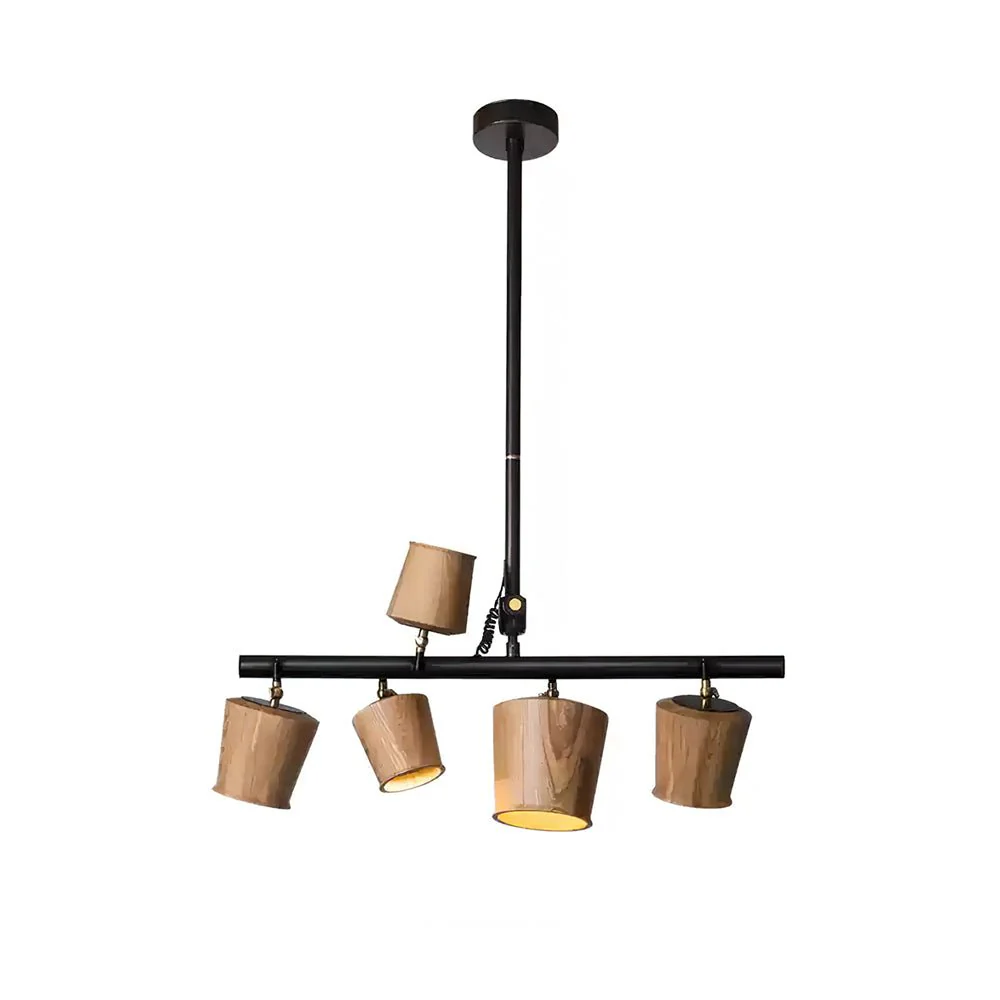 Avelira Rustic Wood Globe Linear Pendant Light - Image 31