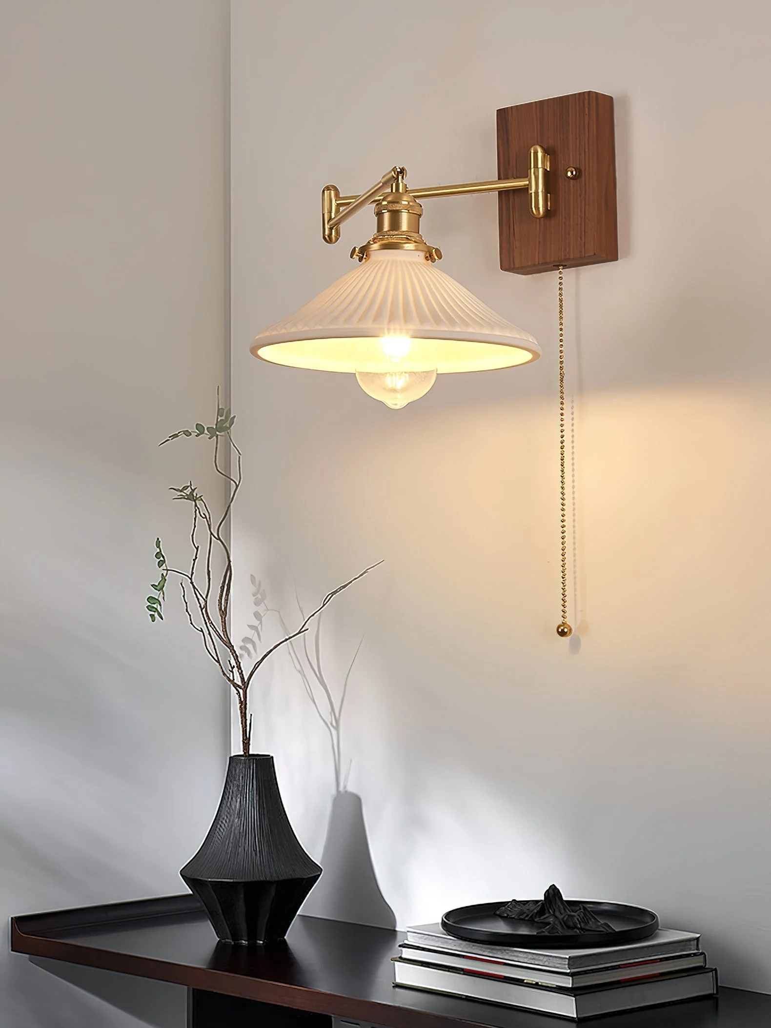 Avveleth Elegance Vintage Walnut Wall Lamp - Image 12