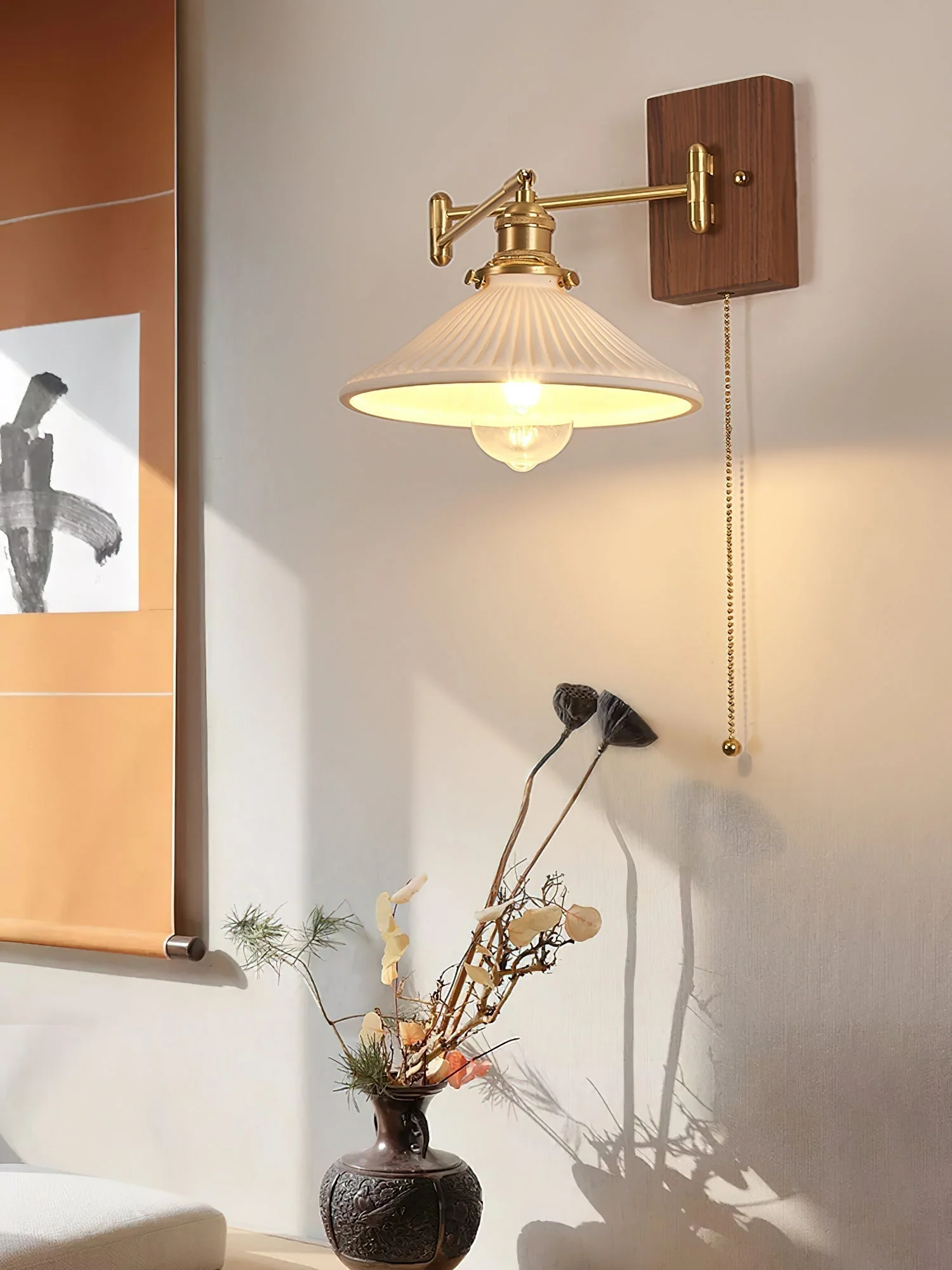 Avveleth Elegance Vintage Walnut Wall Lamp - Image 13