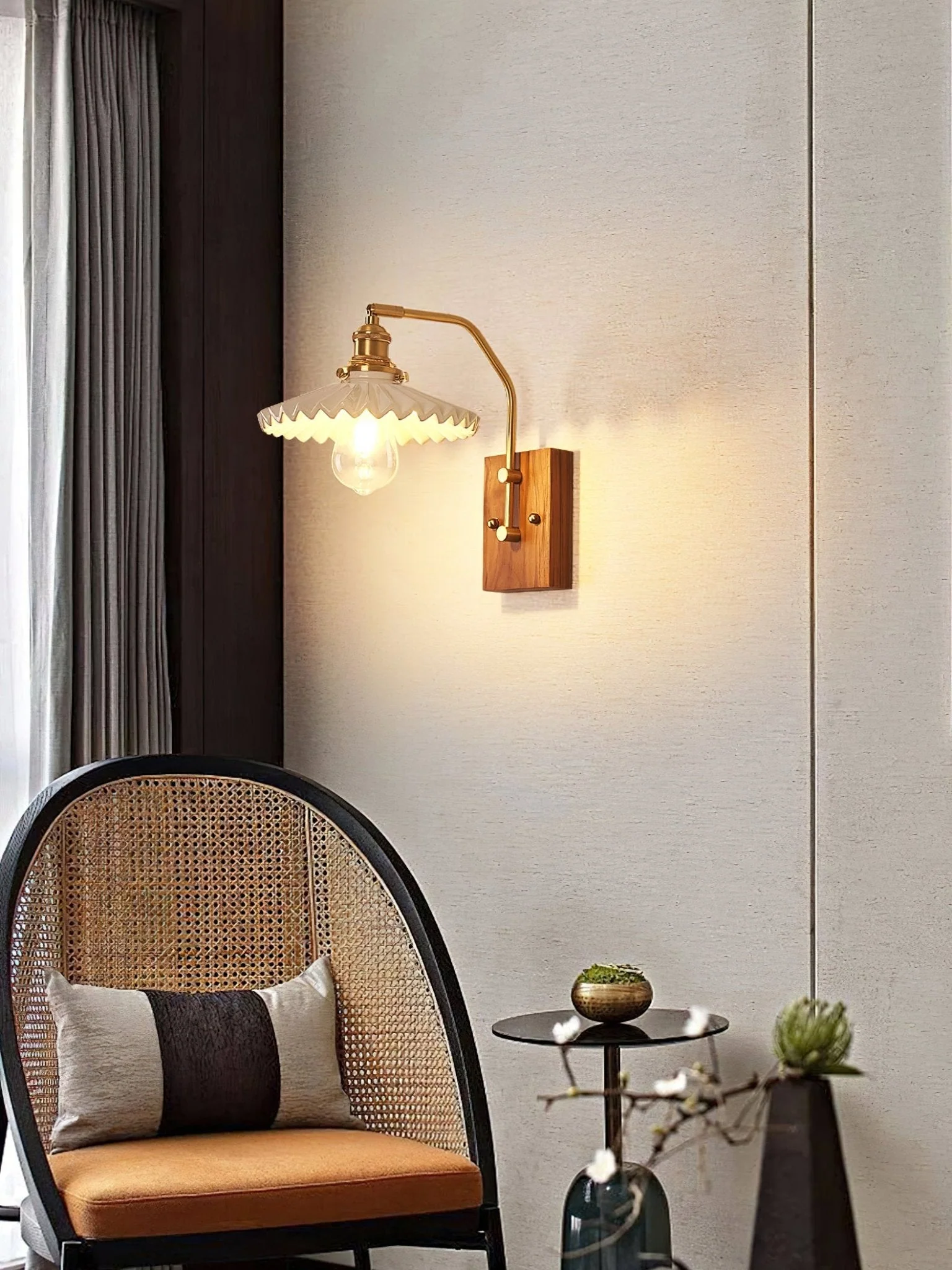 Avveleth Elegance Vintage Walnut Wall Lamp - Image 26