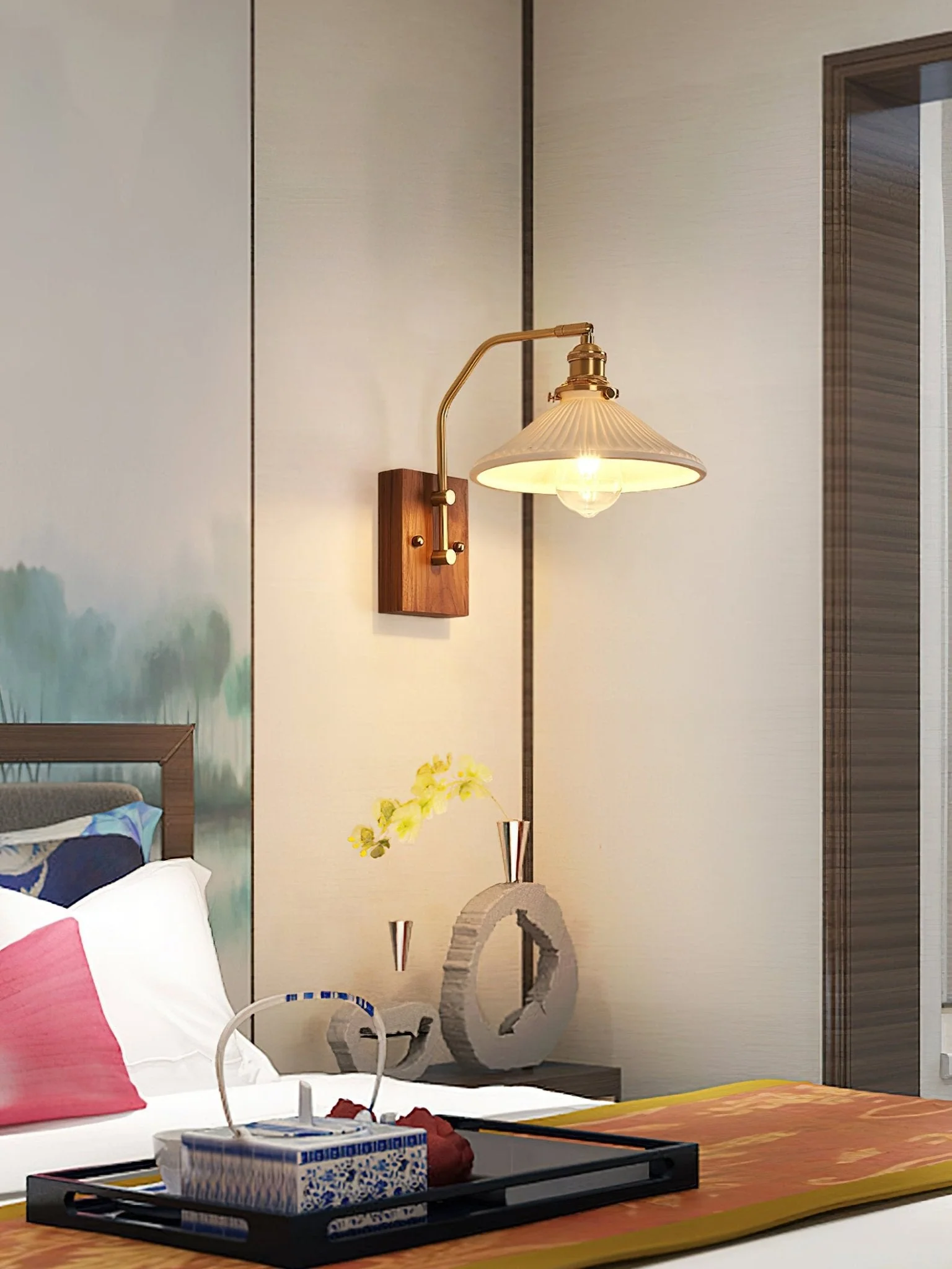 Avveleth Elegance Vintage Walnut Wall Lamp - Image 27