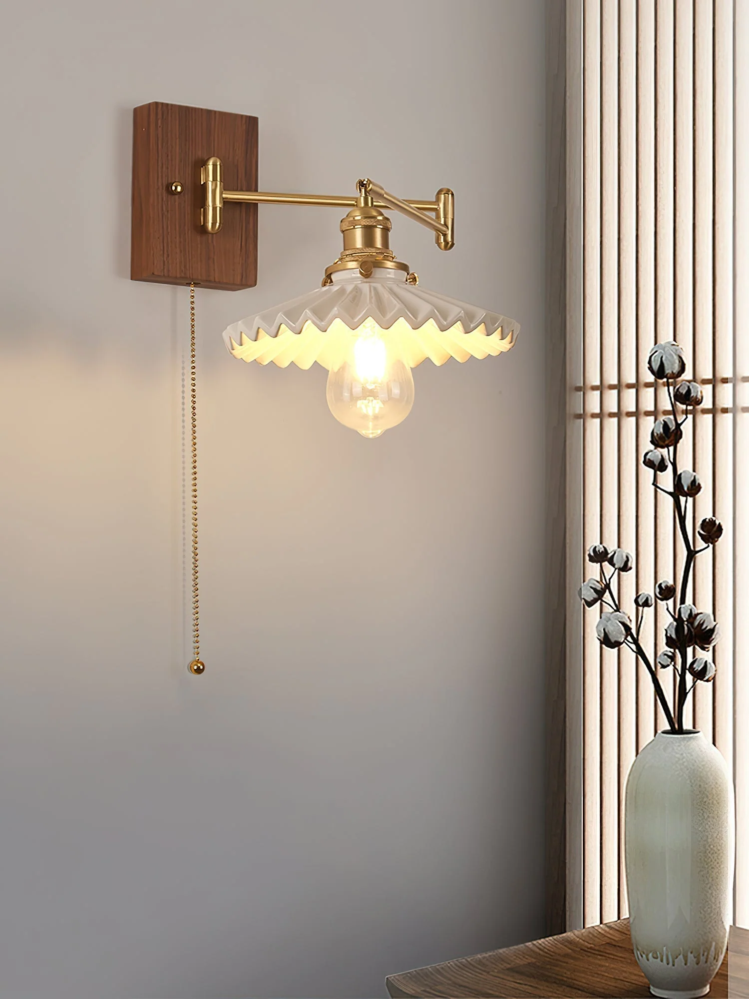 Avveleth Elegance Vintage Walnut Wall Lamp - Image 6