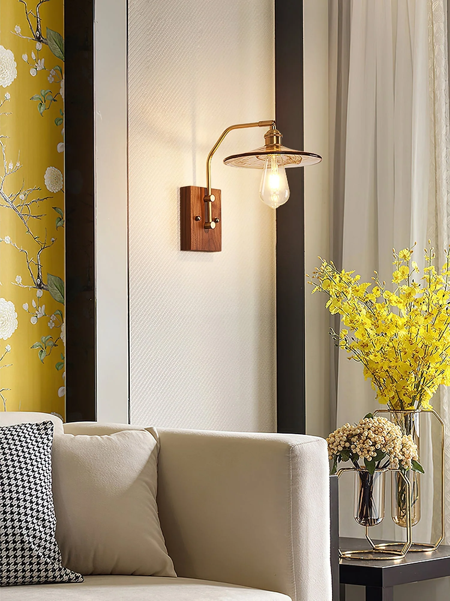 Avveleth Elegance Vintage Walnut Wall Lamp - Image 9