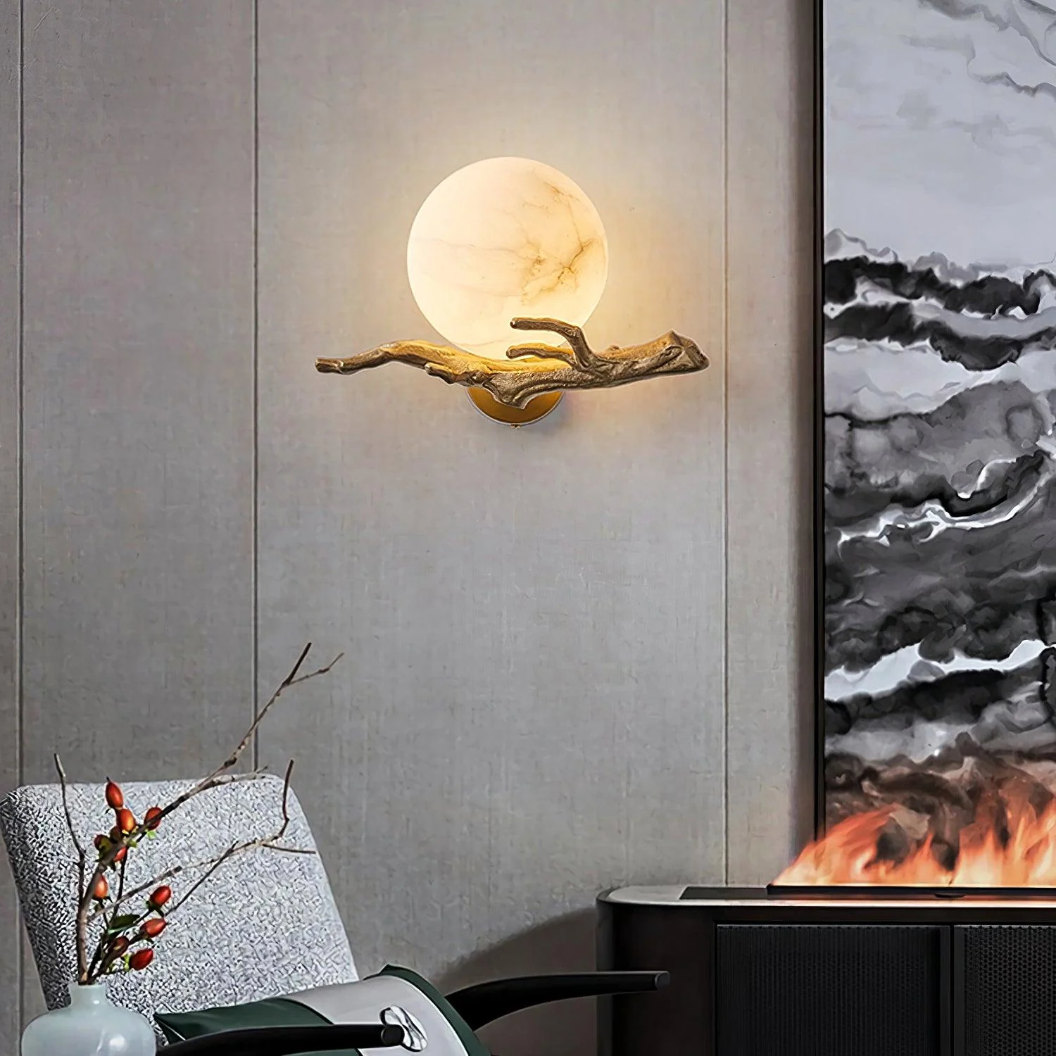 Avzorion Retro Twigs Brass Marble Wall Lamp - Image 14