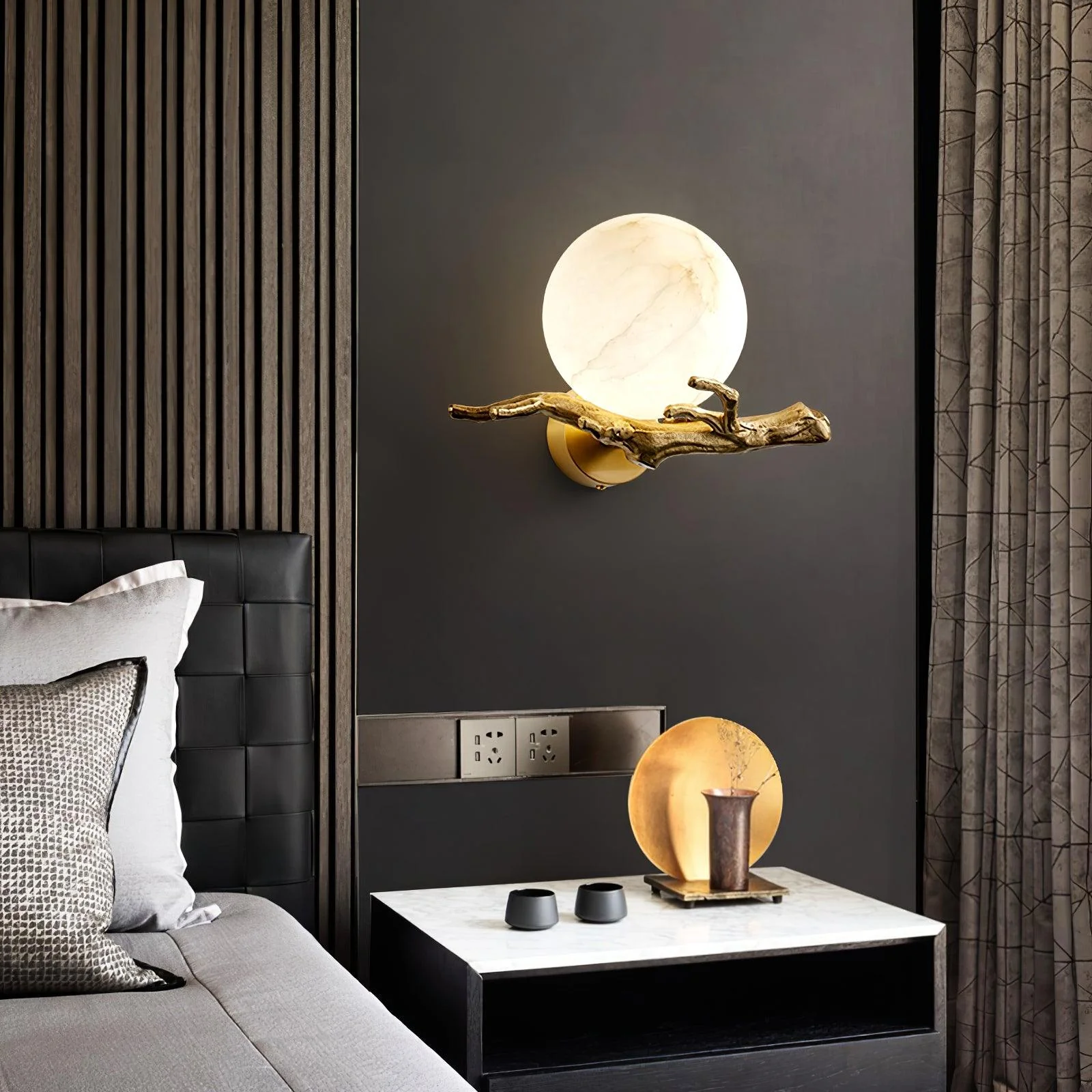 Avzorion Retro Twigs Brass Marble Wall Lamp - Image 4