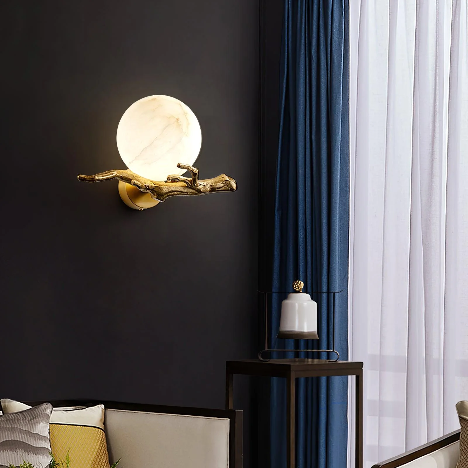 Avzorion Retro Twigs Brass Marble Wall Lamp - Image 9