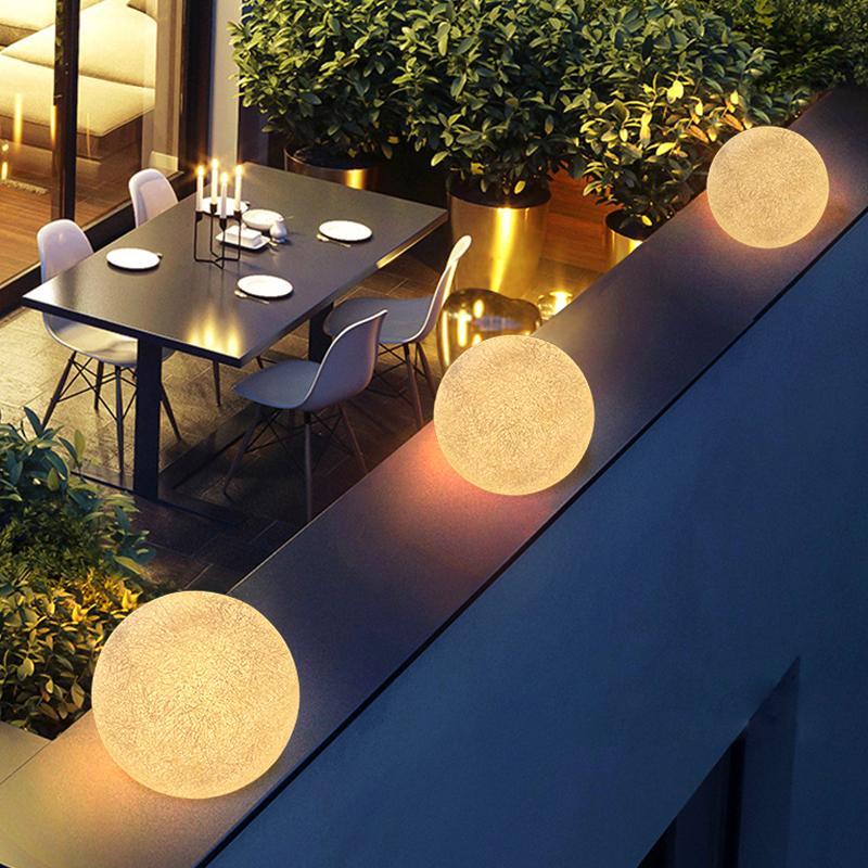 Belle Round Ball Moon Modern Resin Outdoor Light - Image 3