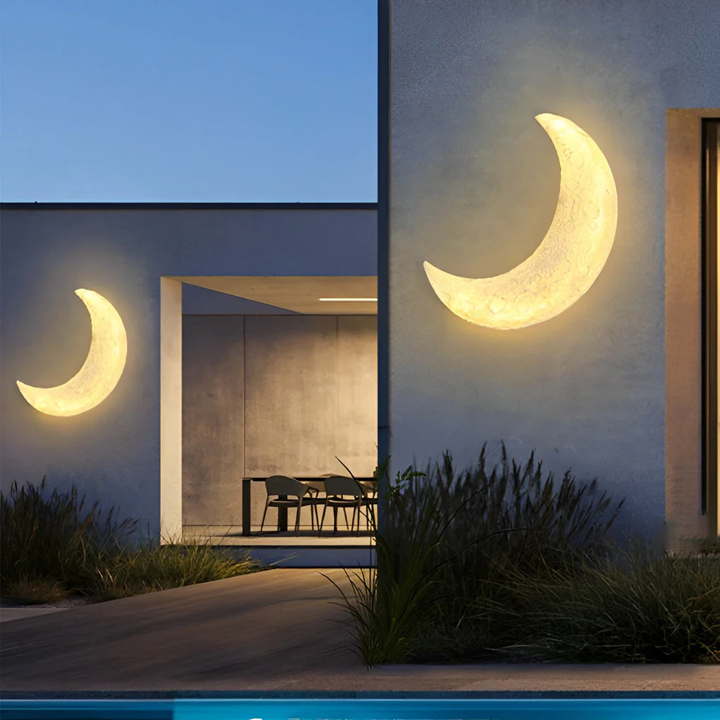 Berti Creative Moon LED Modern Resin Outdoor Wall Sconce