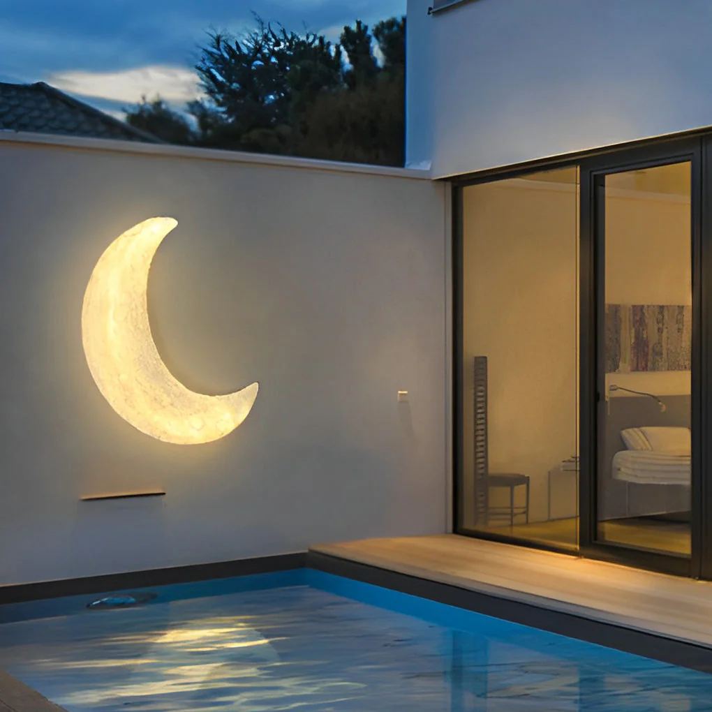 Berti Creative Moon LED Modern Resin Outdoor Wall Sconce - Image 2
