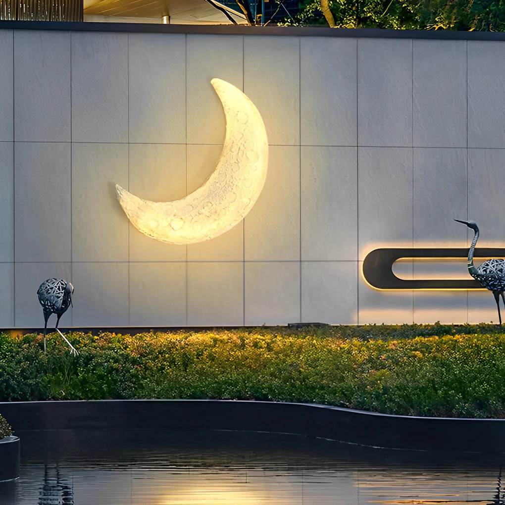 Berti Creative Moon LED Modern Resin Outdoor Wall Sconce - Image 3