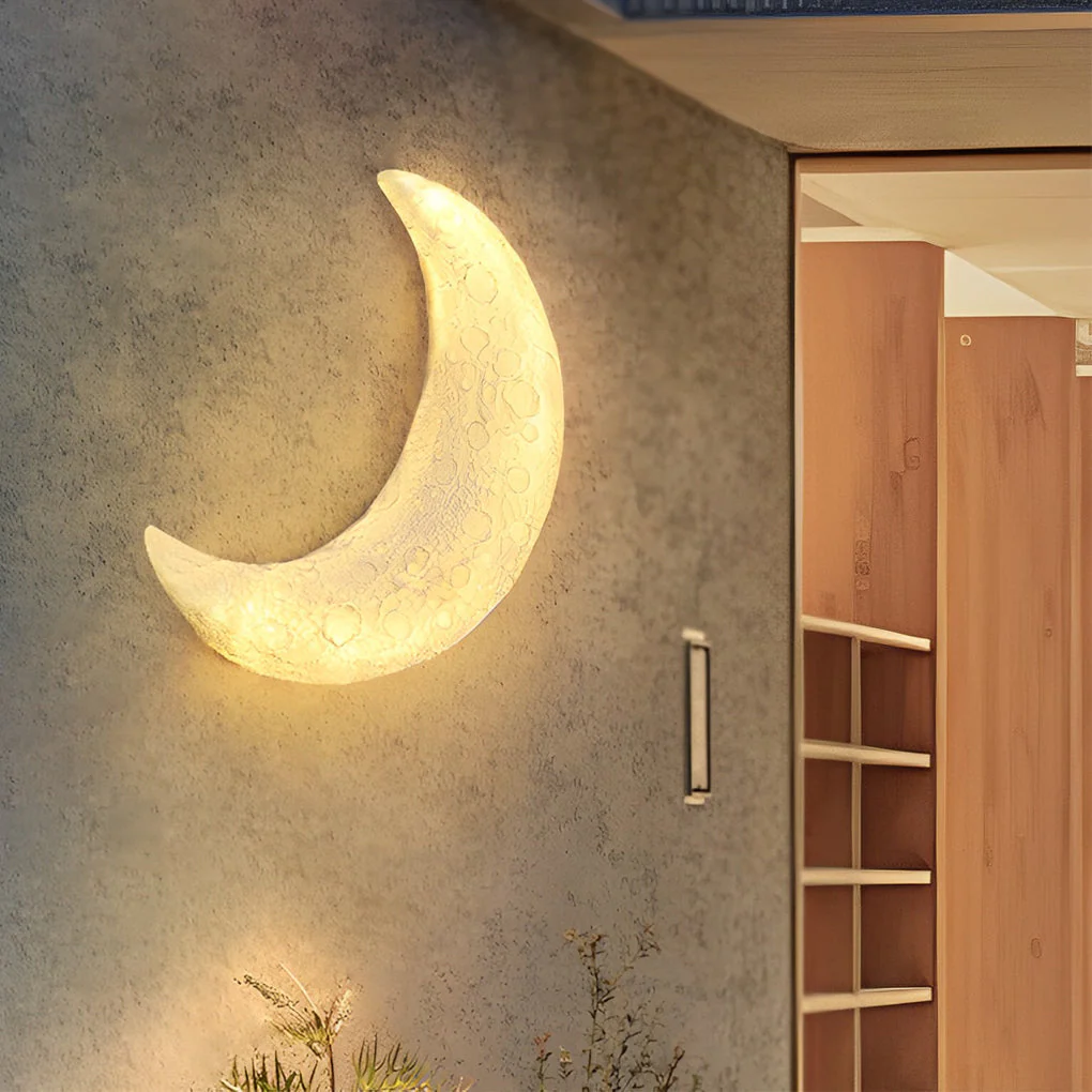 Berti Creative Moon LED Modern Resin Outdoor Wall Sconce - Image 4