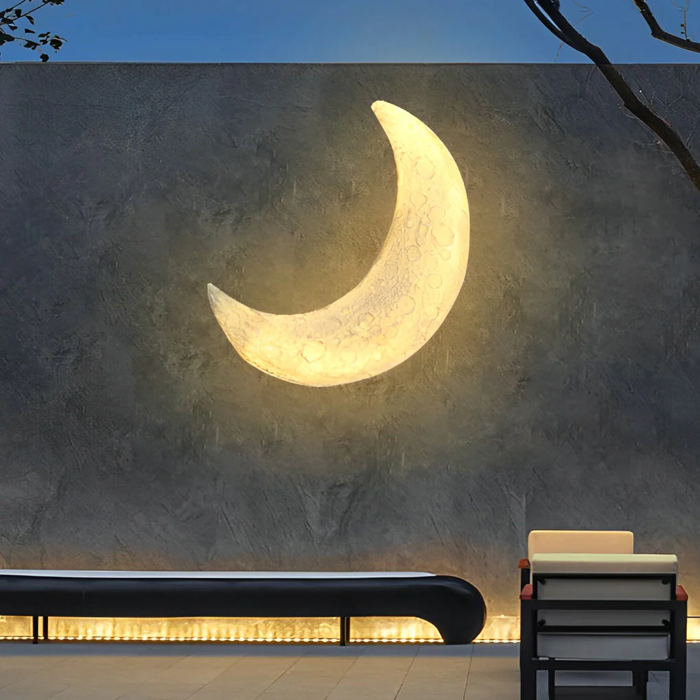 Berti Creative Moon LED Modern Resin Outdoor Wall Sconce - Image 5