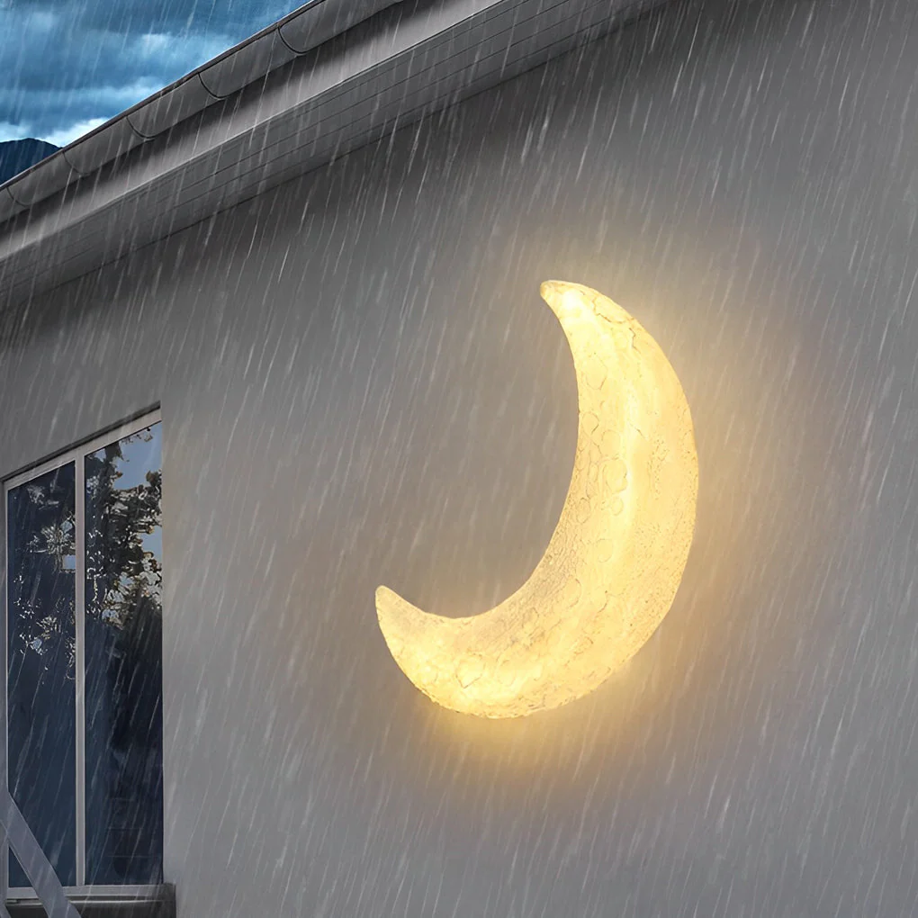 Berti Creative Moon LED Modern Resin Outdoor Wall Sconce - Image 6