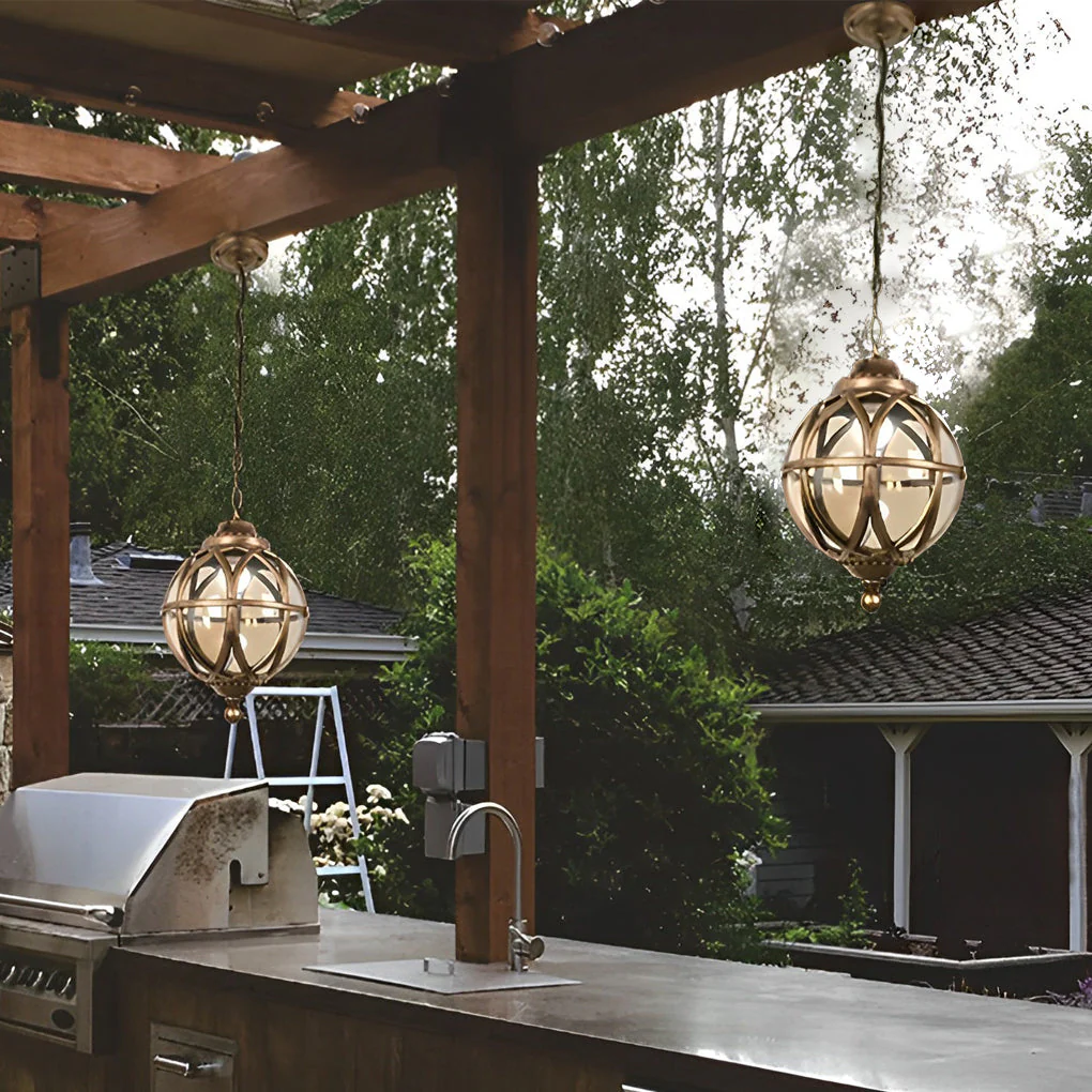 Beth Retro Ball Glass Outdoor Pendant Light - Image 8