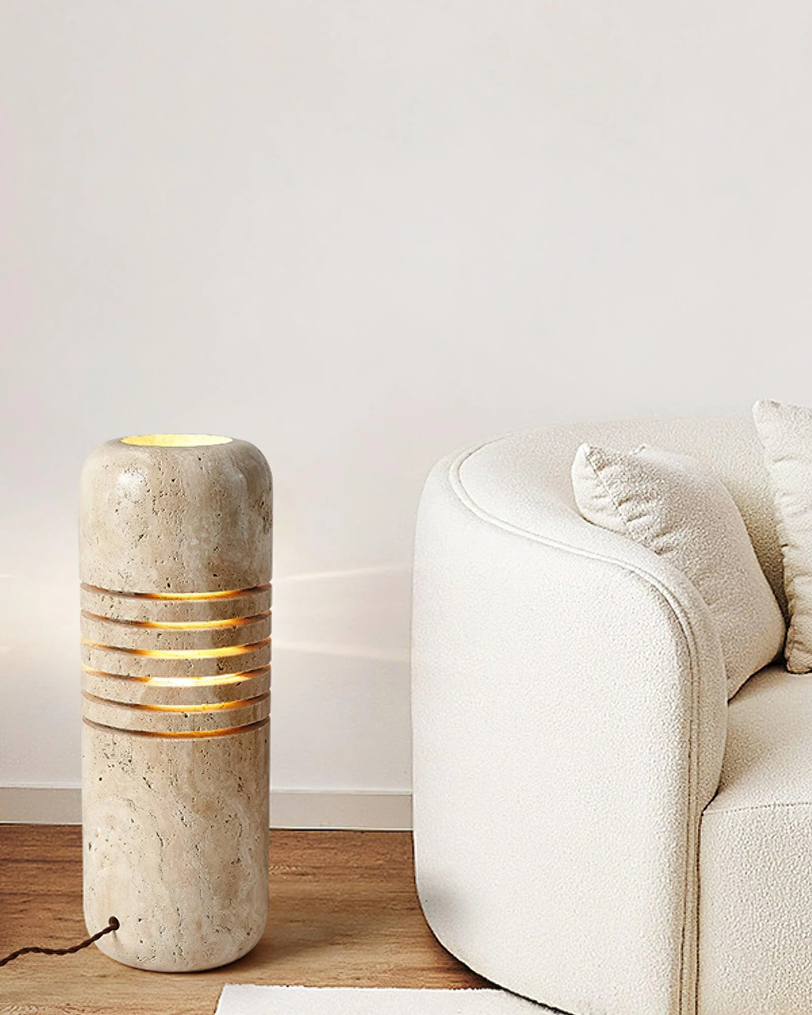 Big Stone Bucket Modern Travertine Floor Light - Image 8