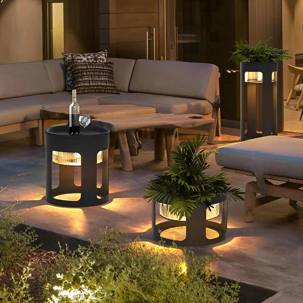 Bobie Round Under-Table Solar Steel Outdoor Light - Image 10