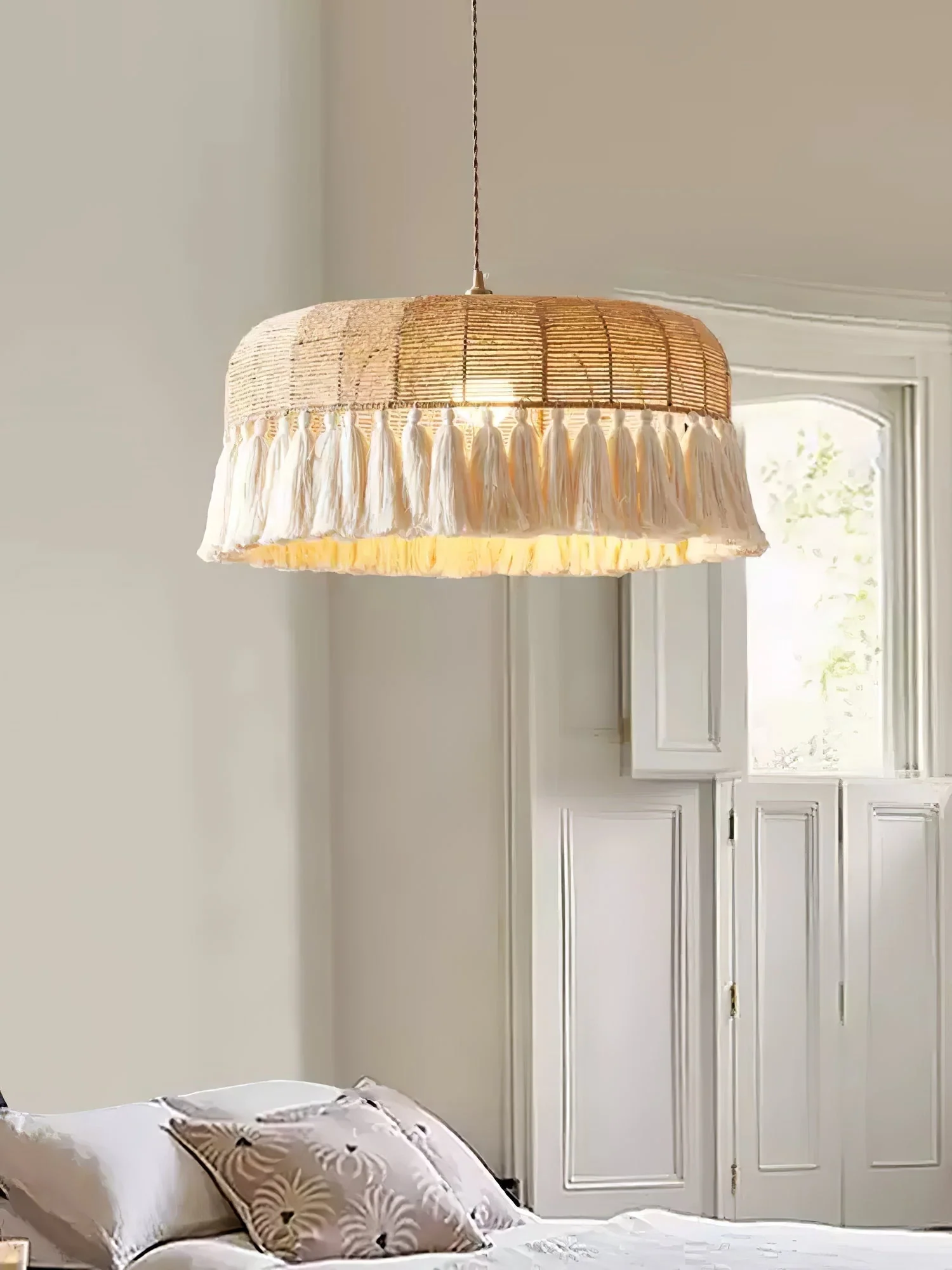 Boho Handwoven Jute Pendant Light - Image 13