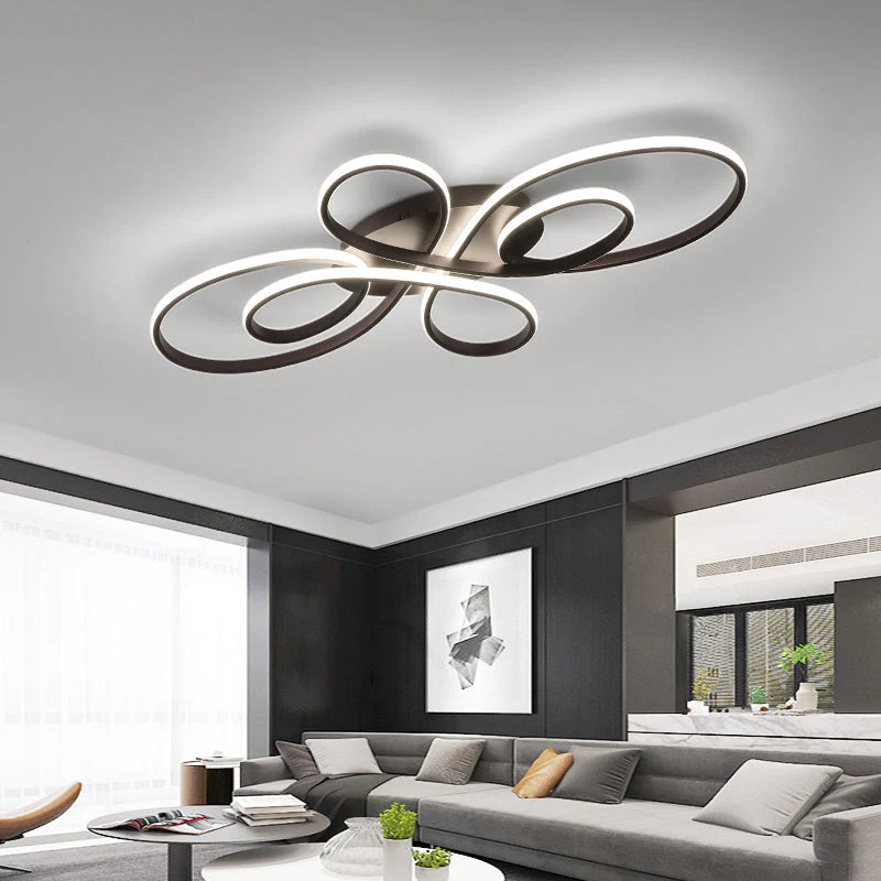 Brisa Modern LED Multi Rings Flush Mount Ceiling Light, Brown/White - Image 2