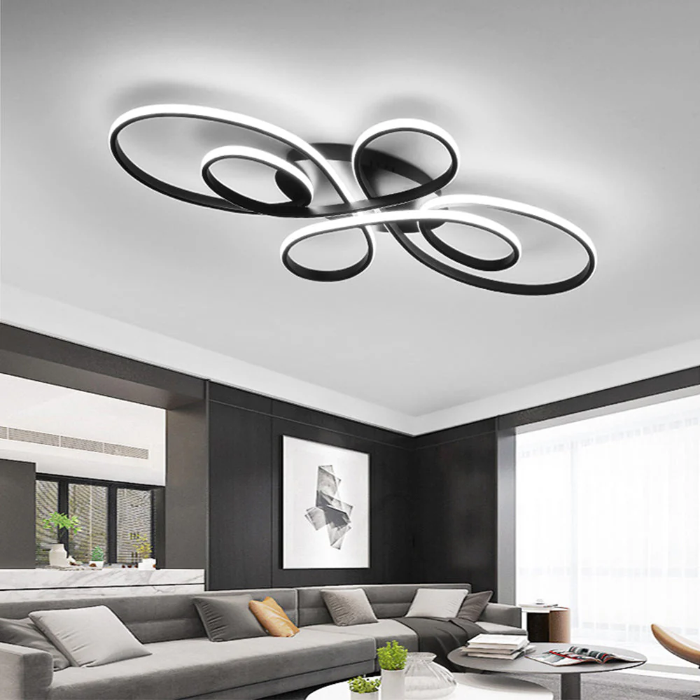 Brisa Modern LED Multi Rings Flush Mount Ceiling Light, Brown/White - Image 8