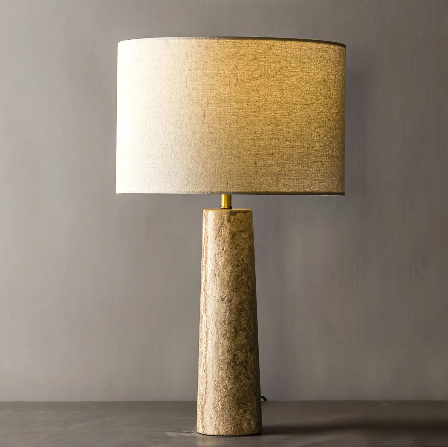Brixton Travertine Fabric Table Lamp - Image 4
