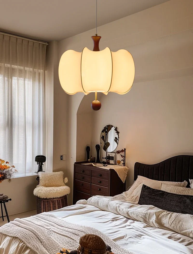 Calithra Fabric Wood Pendant Light - Image 10