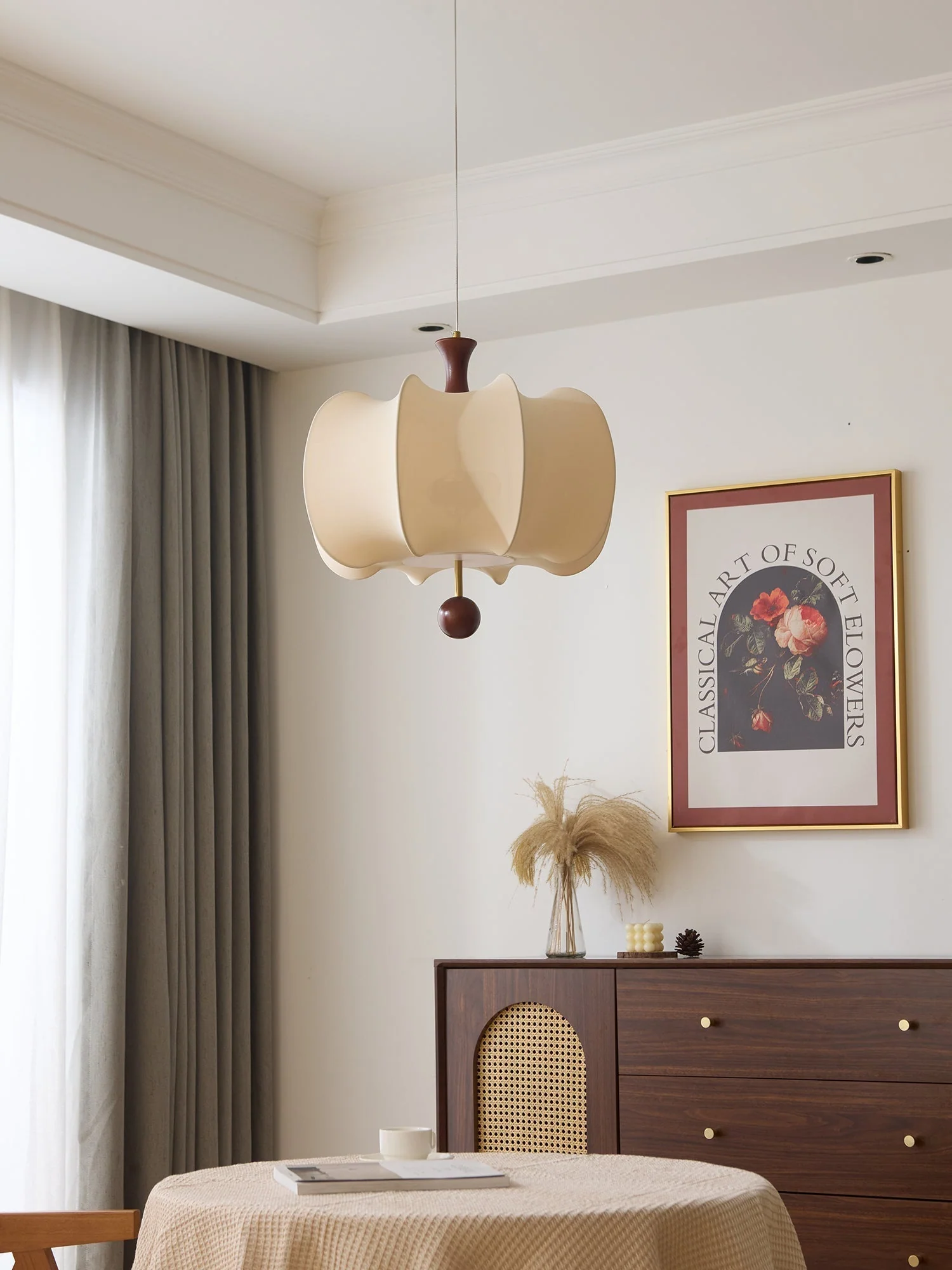 Calithra Fabric Wood Pendant Light - Image 12