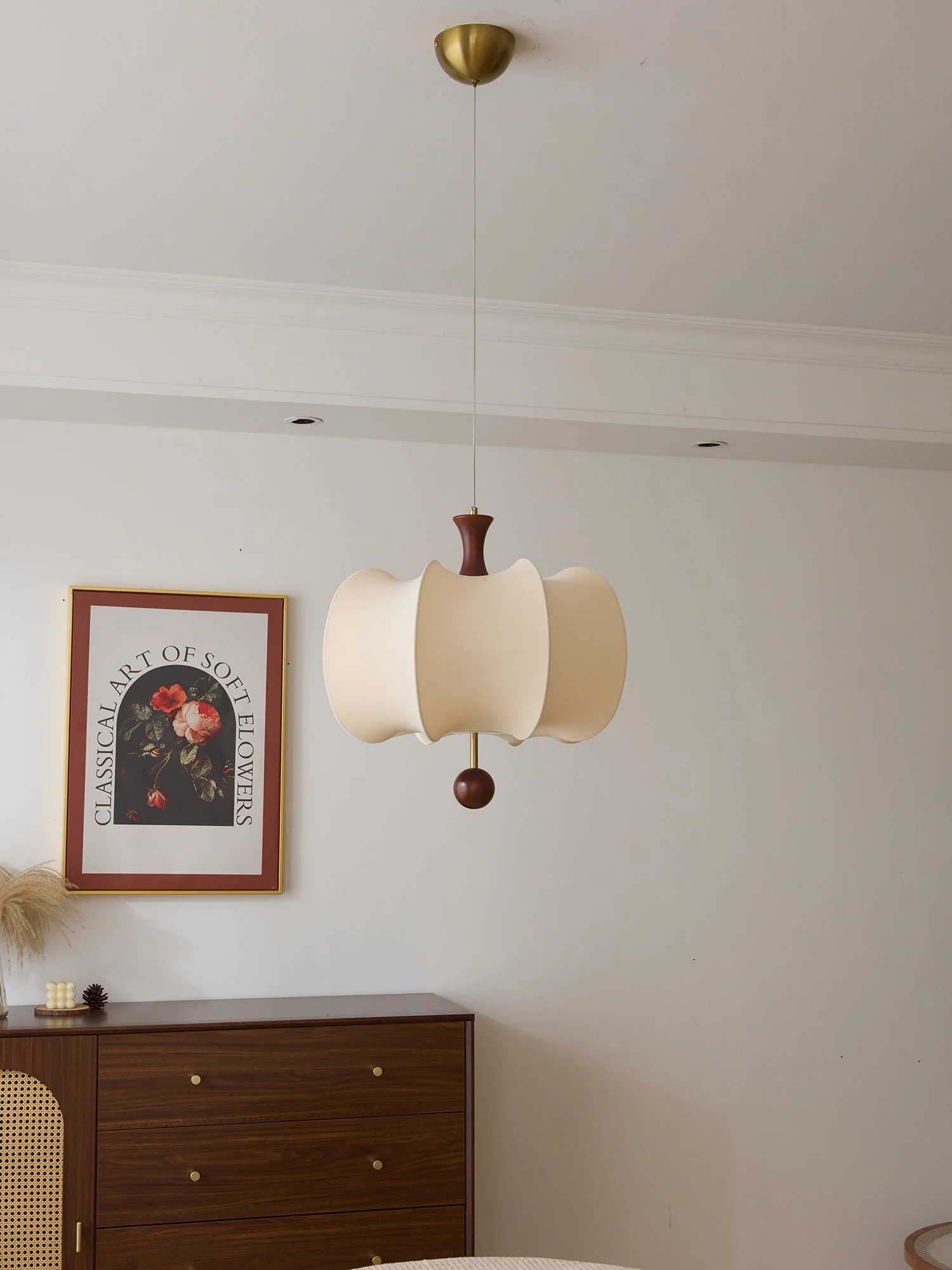 Calithra Fabric Wood Pendant Light - Image 14