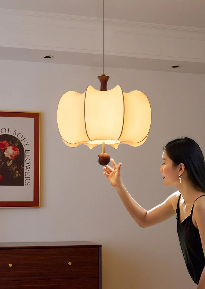 Calithra Fabric Wood Pendant Light - Image 17
