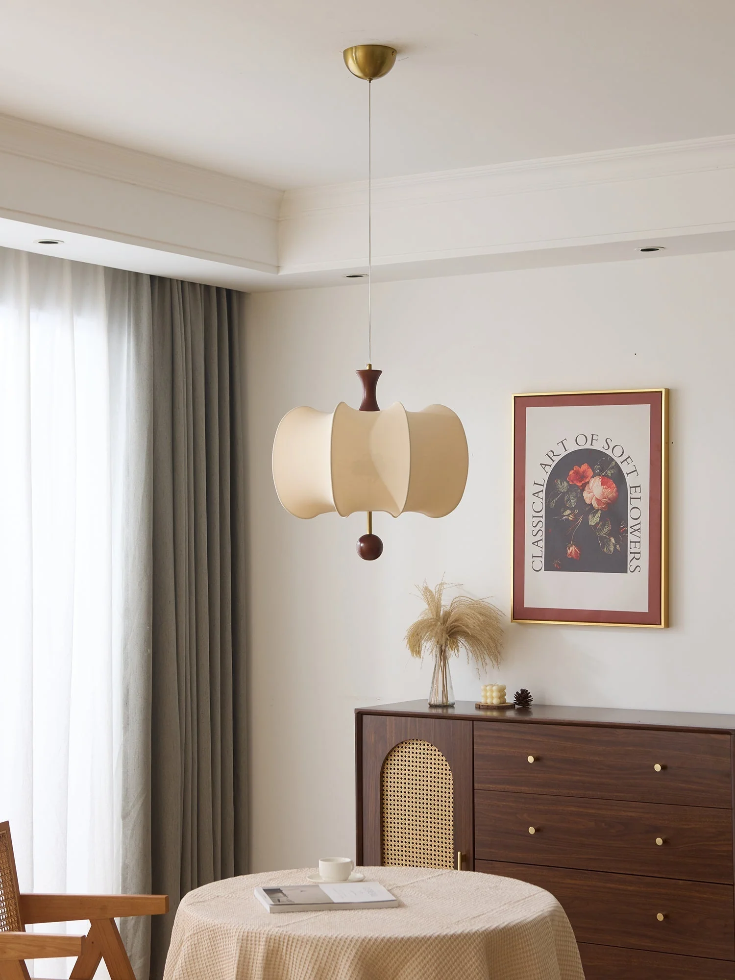 Calithra Fabric Wood Pendant Light - Image 19