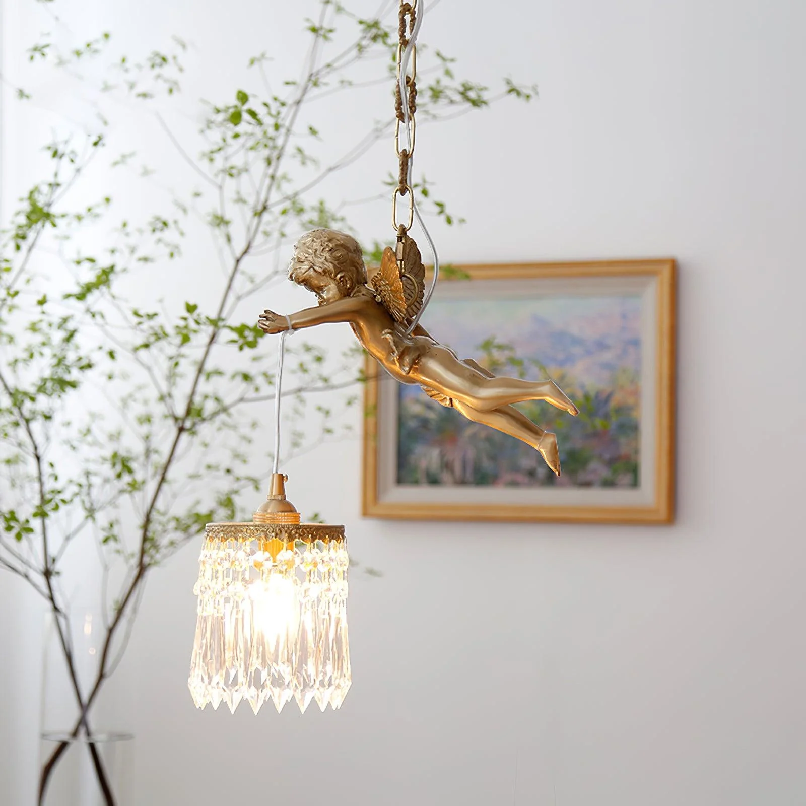 Calytra Brass & Crystal Artistic Pendant Light - Image 4