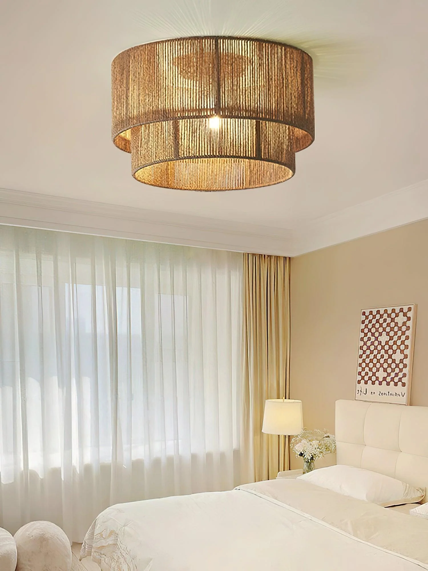 Casora Classic Art Natural Rope Ceiling Light - Image 7