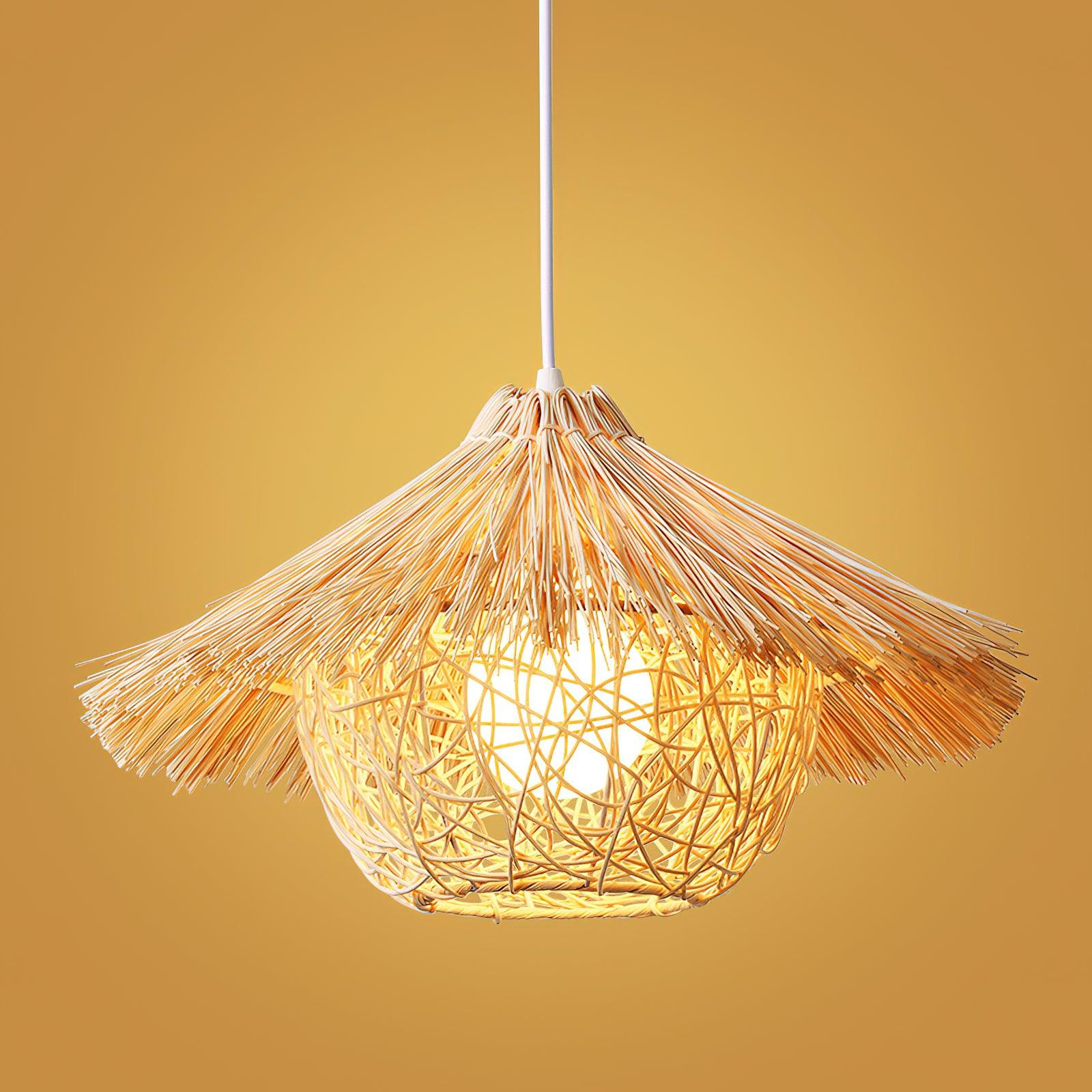Catala Straw Hat Rattan Pendant Light - Image 10