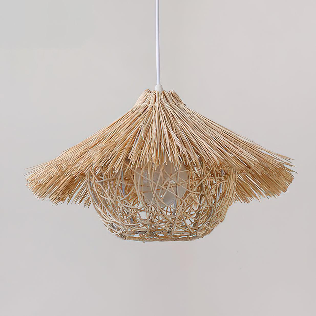 Catala Straw Hat Rattan Pendant Light - Image 11
