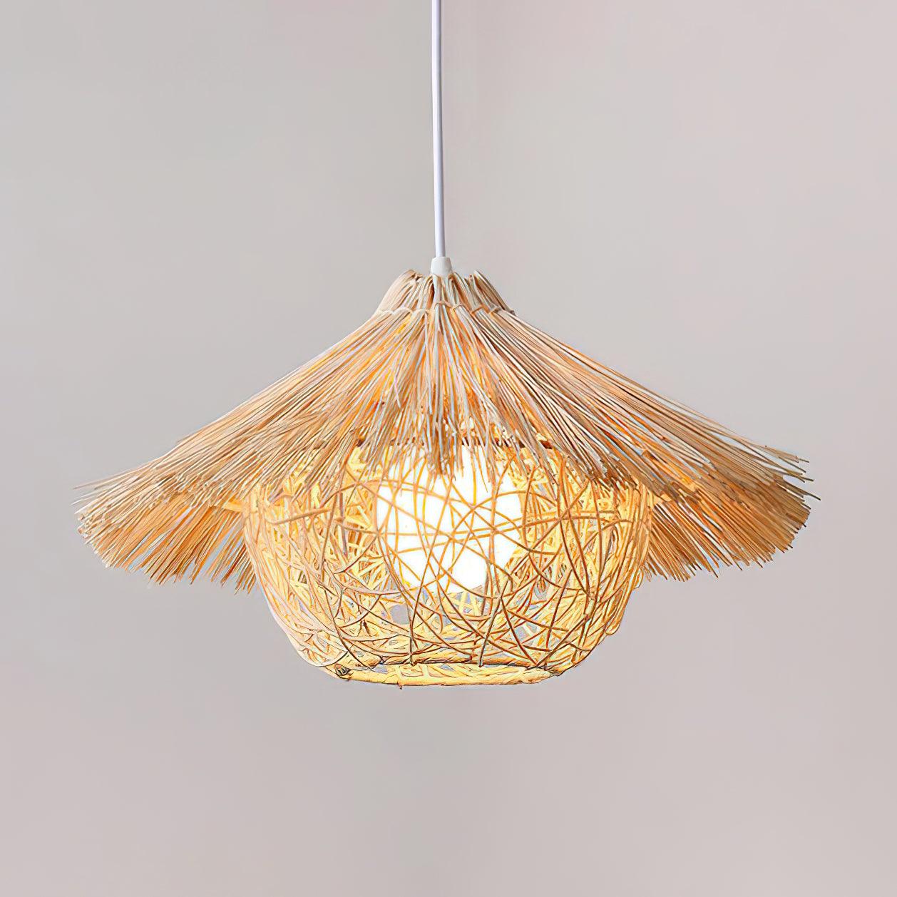 Catala Straw Hat Rattan Pendant Light - Image 12
