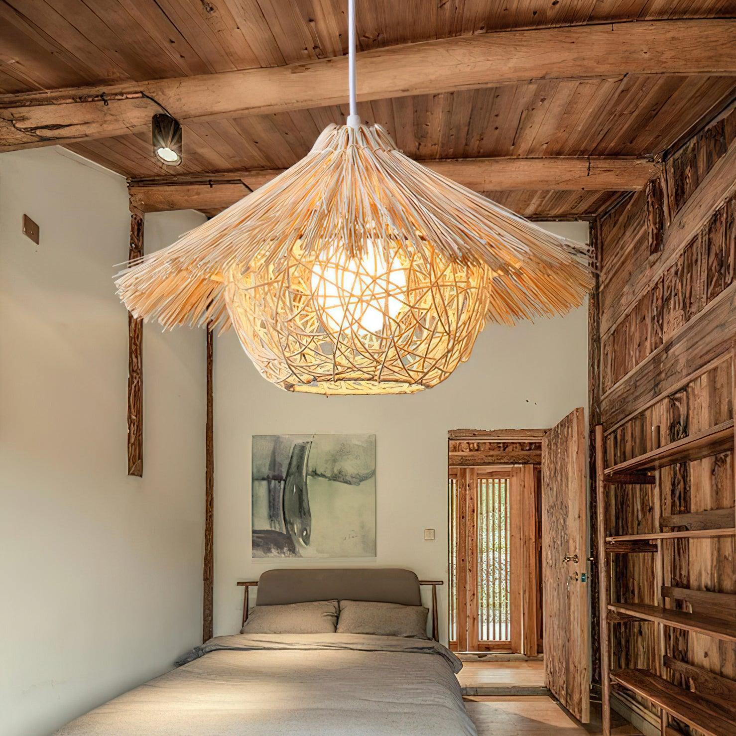 Catala Straw Hat Rattan Pendant Light - Image 14