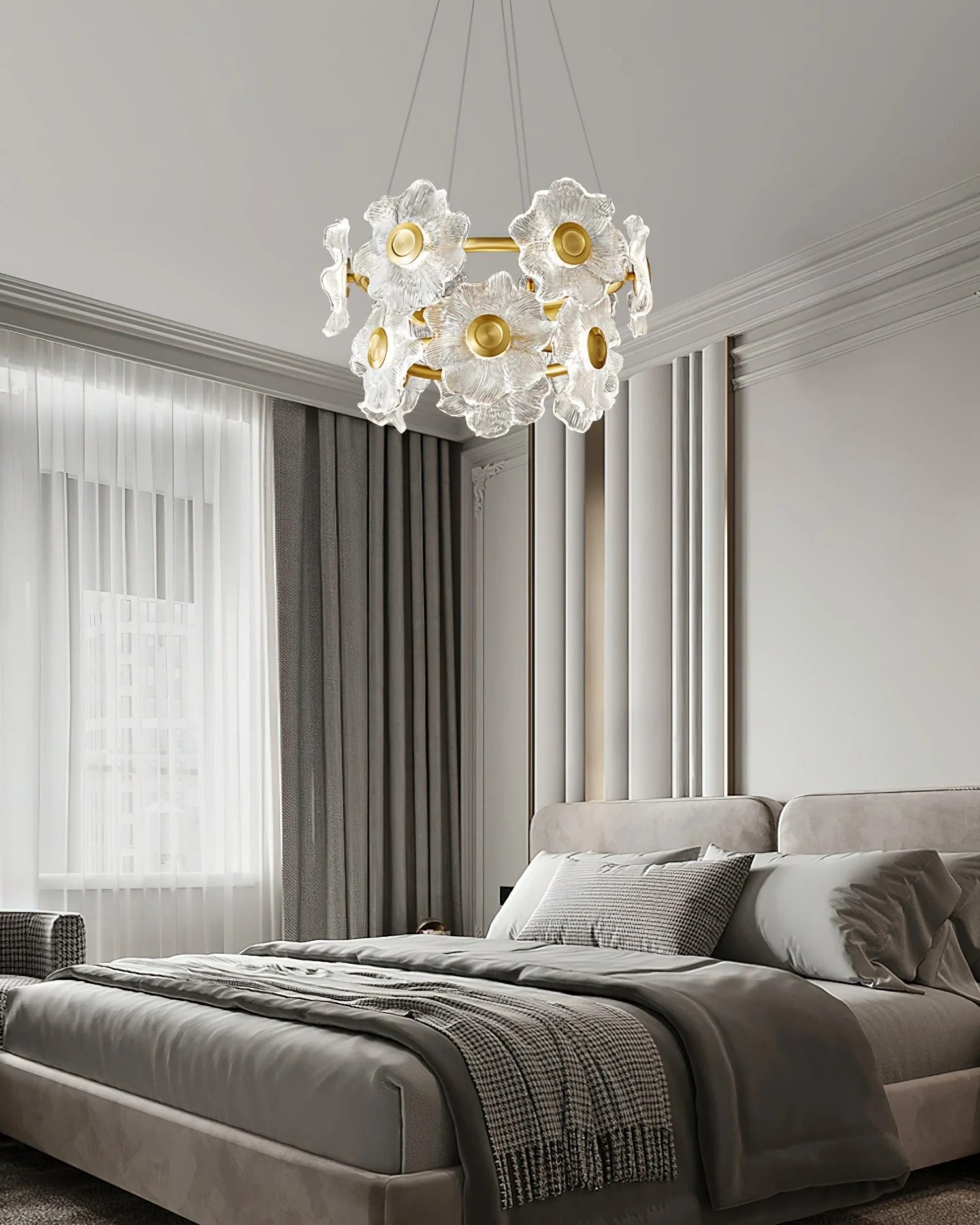 Cemirel Unique Flower Brass Glass Chandelier - Image 10