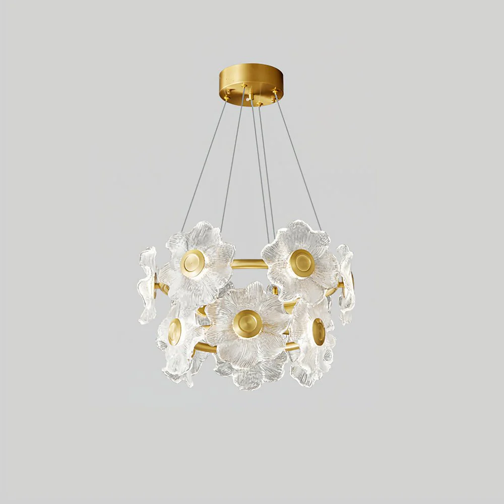 Cemirel Unique Flower Brass Glass Chandelier - Image 16