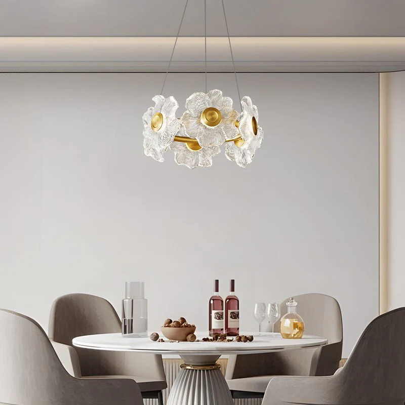 Cemirel Unique Flower Brass Glass Chandelier - Image 4