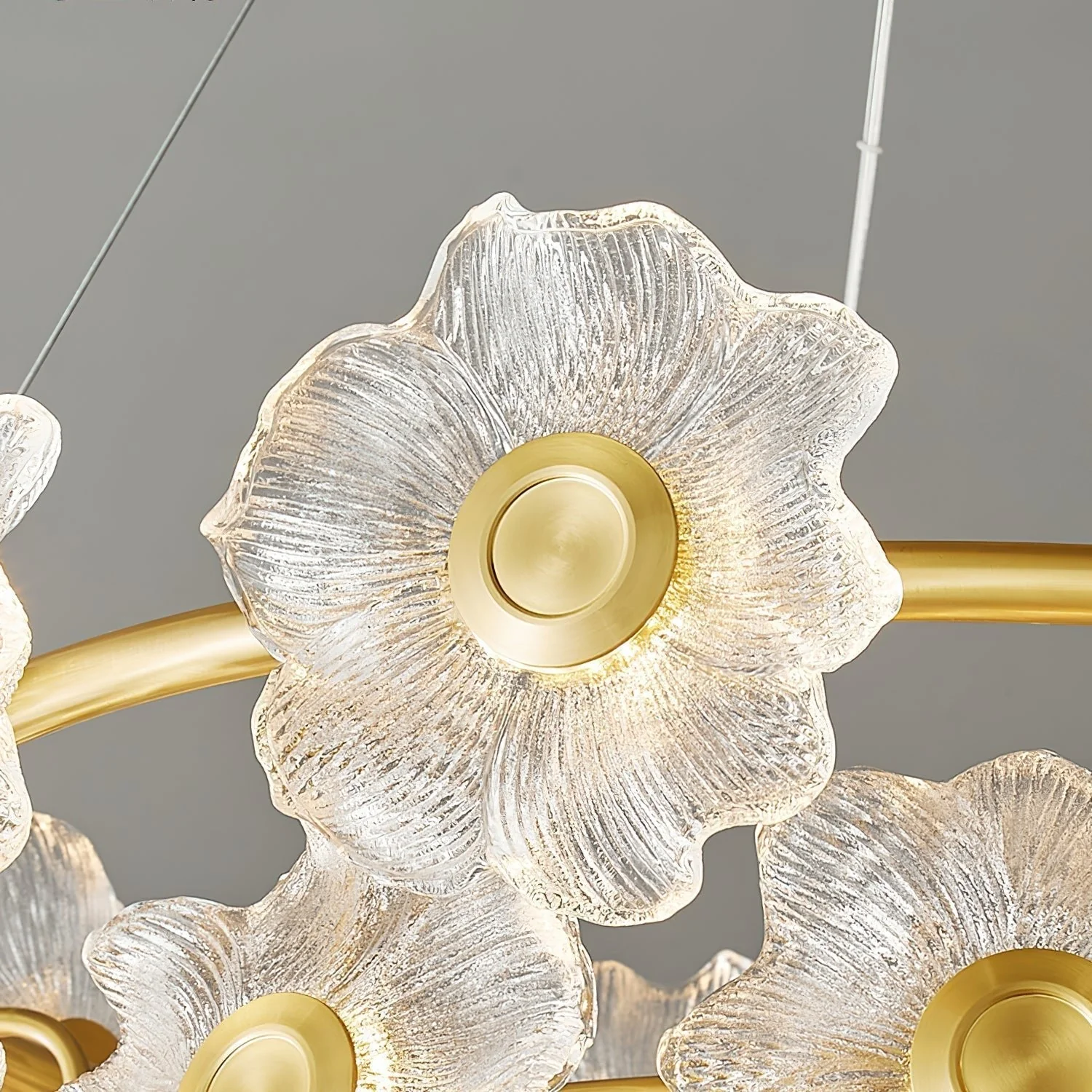 Cemirel Unique Flower Brass Glass Chandelier - Image 5