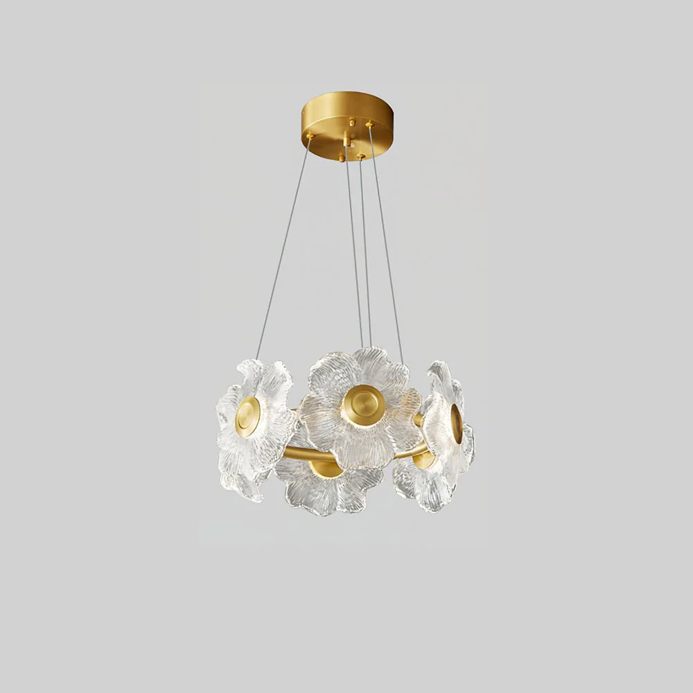 Cemirel Unique Flower Brass Glass Chandelier - Image 7