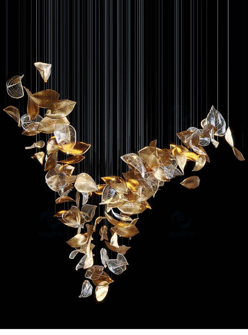 Cesilila Iridescent Leaf Pendant Light Chandelier - Image 3